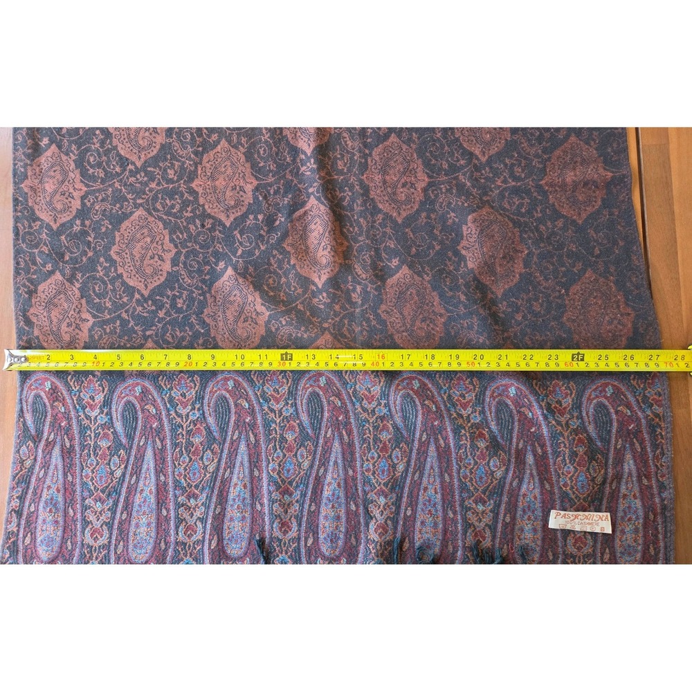 Pashmina 100% Cashmere Paisley Scarf Shawl Old Money Quiet Luxury Academia Fall - Picture 4 of 6